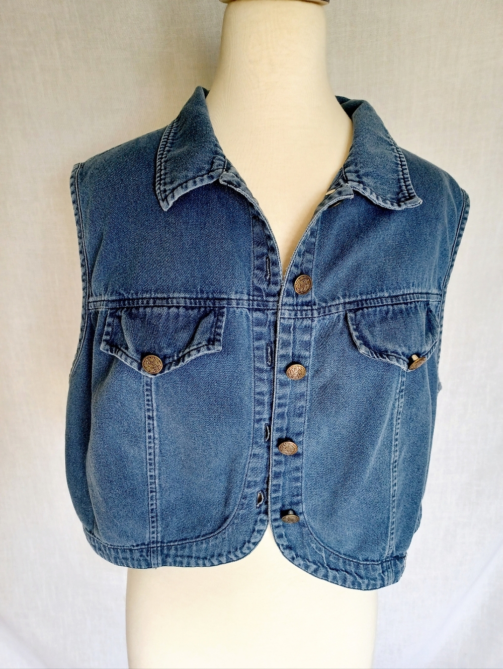 Classic Blue Denim Vest - Women’s Sleeveless Jean Jacket